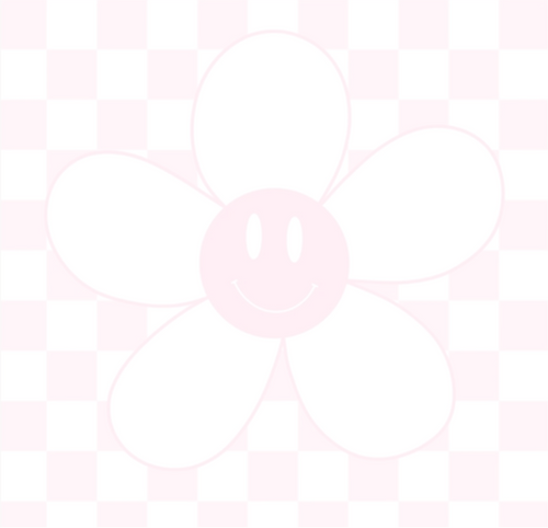Pink Checkered + Flower Smiley